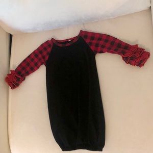 Newborn gown! Buffalo print sleeves!!